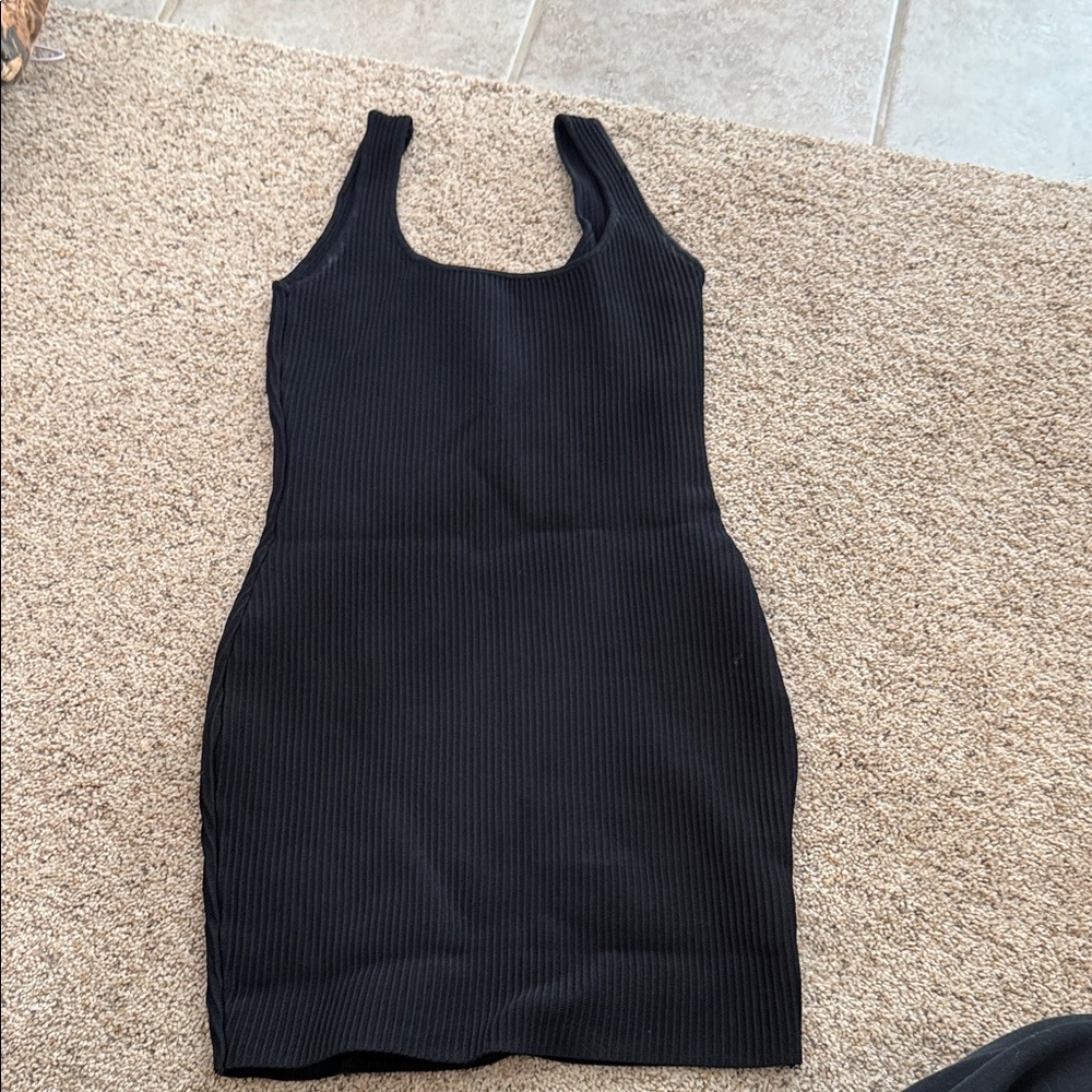 Princess Polly Black Ribbed Tank Dress